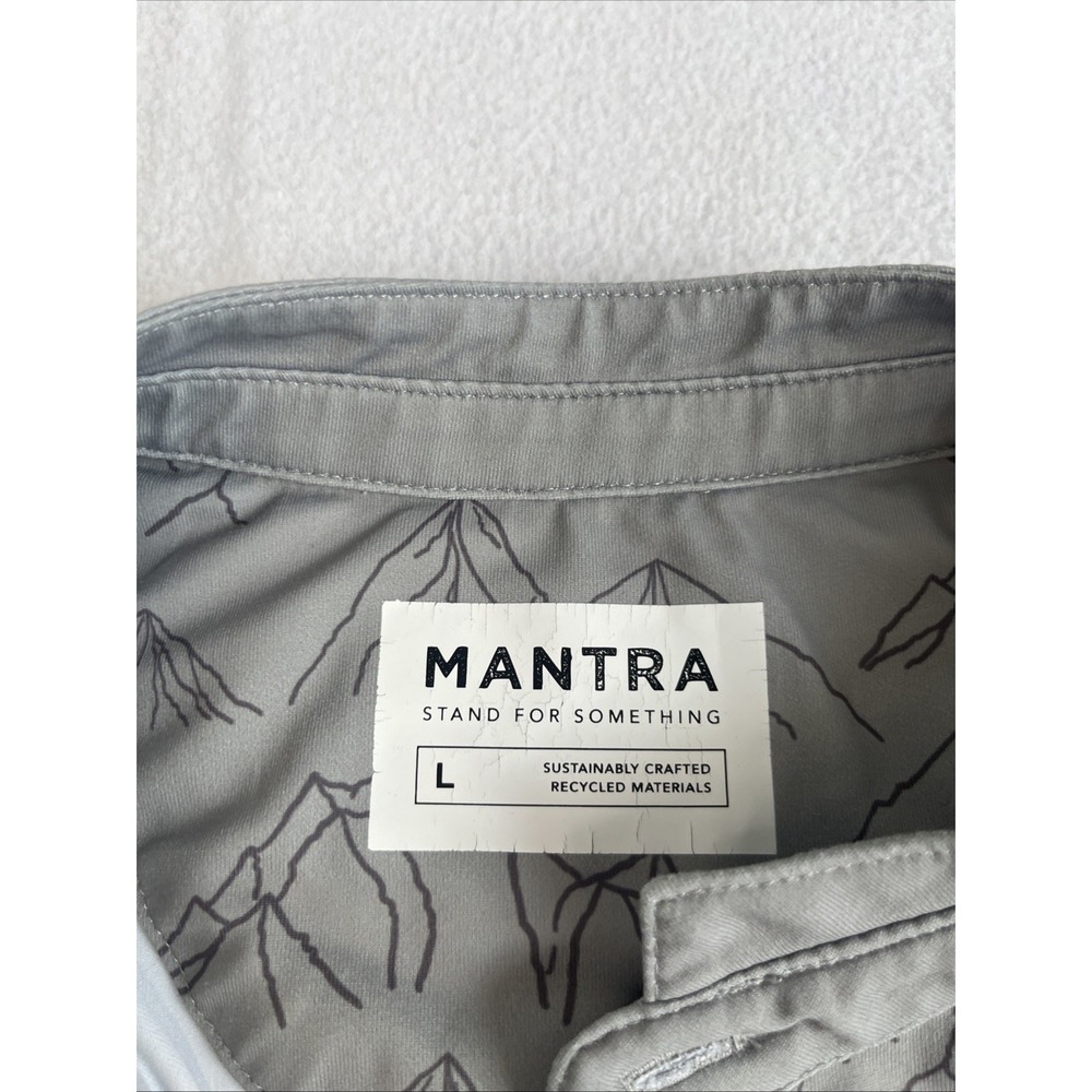 Mantra Mens Golf Polo Shirts Band Collar Lot of 2 Size Large Geometric Grey Blue - Picture 3 of 7